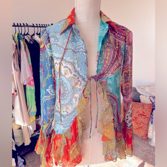 ZARA PAISLEY PRINT BLOUSE - Picture 1 of 8